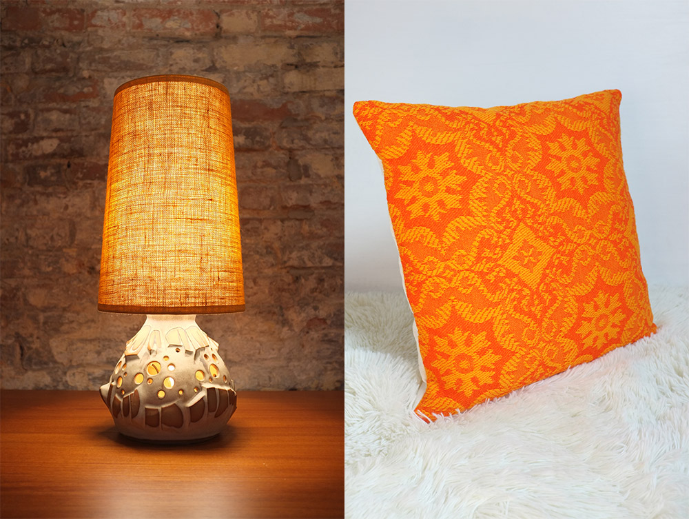Oranger cushion cover and hessian lampshade