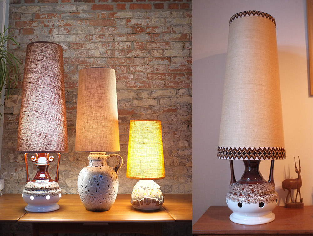 Four midcentury lampshades
